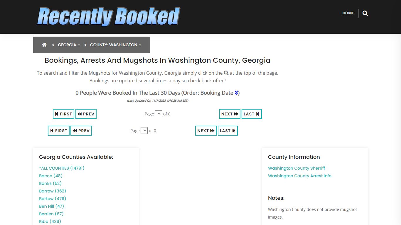Bookings, Arrests and Mugshots in Washington County, Georgia